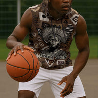 Shaka Zulu Sleeveless Hoodie Monochrome Portrait Zulu Kingdom Heritage Unconquered Spirit Warrior Legacy Theme - Wonder Print Shop