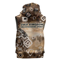 Shaka Zulu Sleeveless Zip Hoodie Monochrome Portrait Zulu Kingdom Heritage Unconquered Spirit Warrior Legacy Theme - Wonder Print Shop