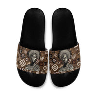 Shaka Zulu Slide Sandals Monochrome Portrait Zulu Kingdom Heritage Unconquered Spirit Warrior Legacy Theme - Wonder Print Shop