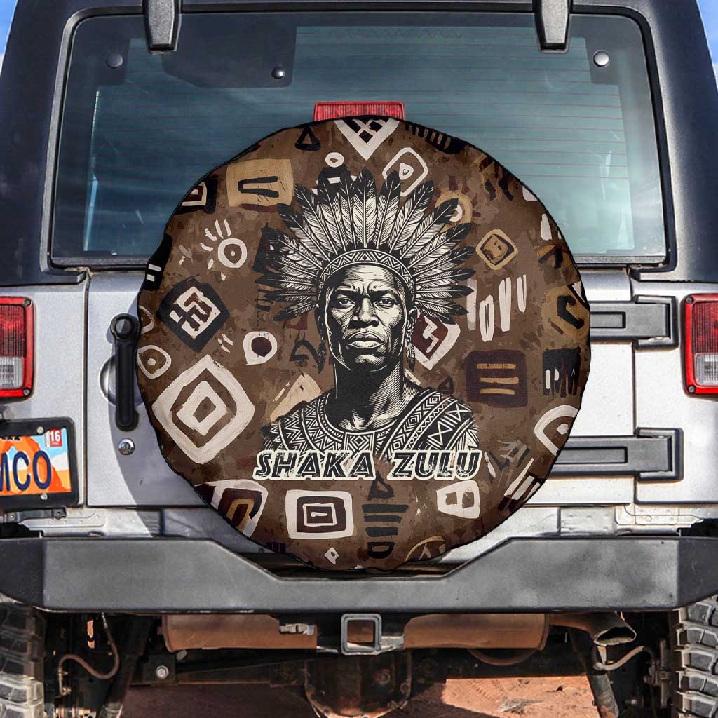 Shaka Zulu Spare Tire Cover Monochrome Portrait Zulu Kingdom Heritage Unconquered Spirit Warrior Legacy Theme - Wonder Print Shop