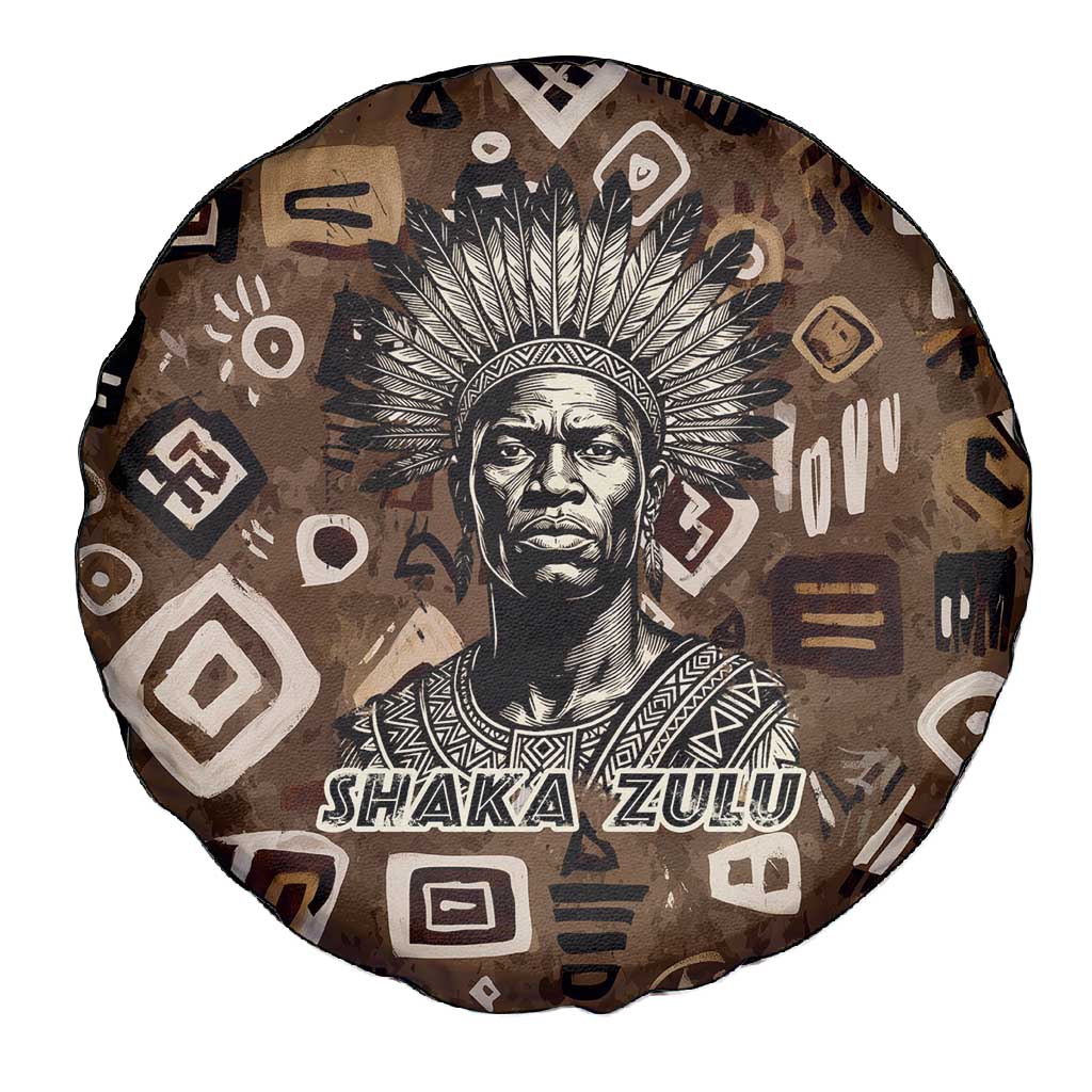 Shaka Zulu Spare Tire Cover Monochrome Portrait Zulu Kingdom Heritage Unconquered Spirit Warrior Legacy Theme - Wonder Print Shop