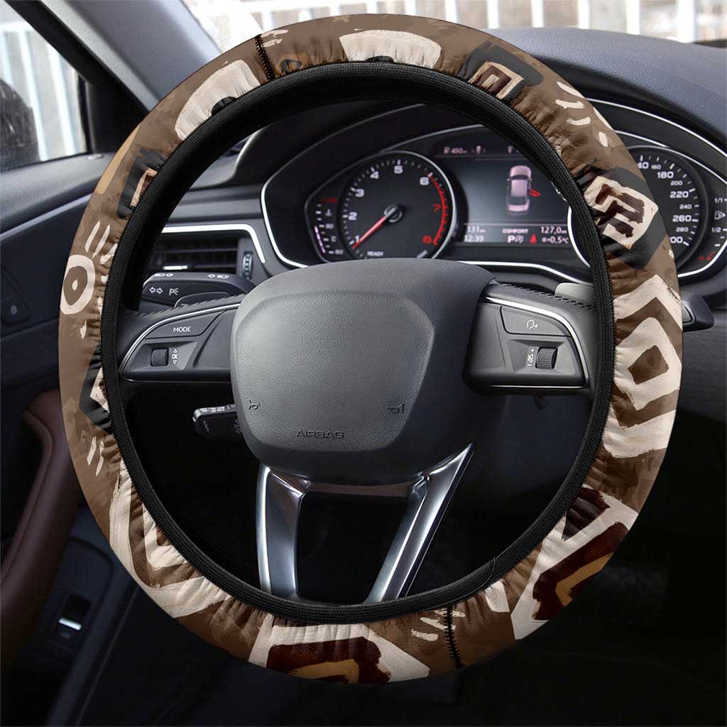 Shaka Zulu Steering Wheel Cover Monochrome Portrait Zulu Kingdom Heritage Unconquered Spirit Warrior Legacy Theme - Wonder Print Shop