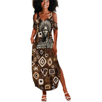 Shaka Zulu Summer Maxi Dress Monochrome Portrait Zulu Kingdom Heritage Unconquered Spirit Warrior Legacy Theme - Wonder Print Shop