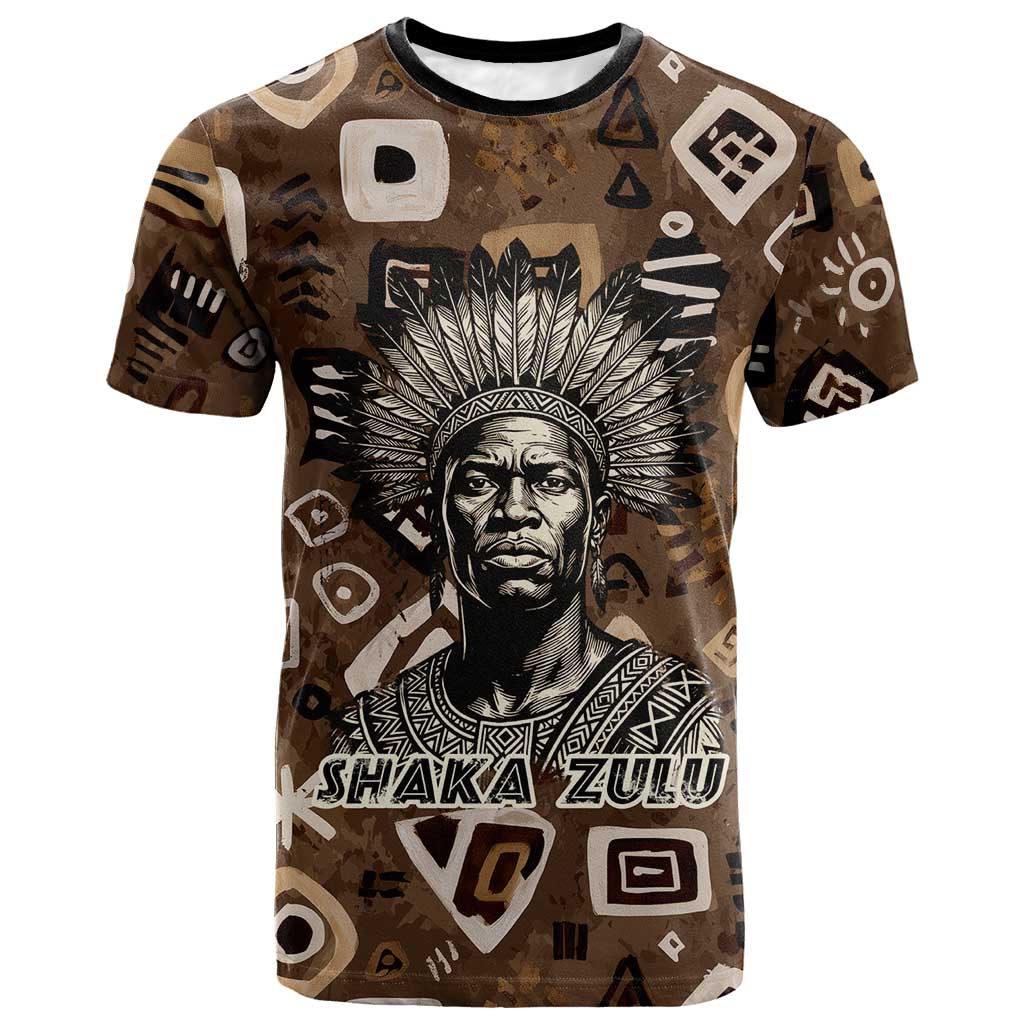 Shaka Zulu T shirt Monochrome Portrait Zulu Kingdom Heritage Unconquered Spirit Warrior Legacy Theme - Wonder Print Shop