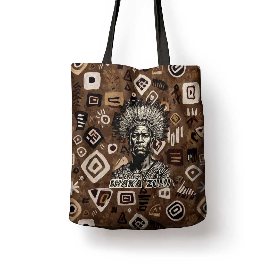Shaka Zulu Tote Bag Monochrome Portrait Zulu Kingdom Heritage Unconquered Spirit Warrior Legacy Theme - Wonder Print Shop