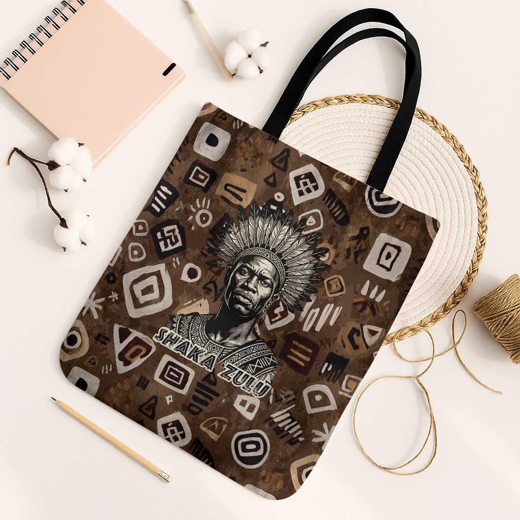 Shaka Zulu Tote Bag Monochrome Portrait Zulu Kingdom Heritage Unconquered Spirit Warrior Legacy Theme - Wonder Print Shop