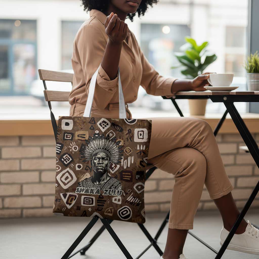 Shaka Zulu Tote Bag Monochrome Portrait Zulu Kingdom Heritage Unconquered Spirit Warrior Legacy Theme - Wonder Print Shop