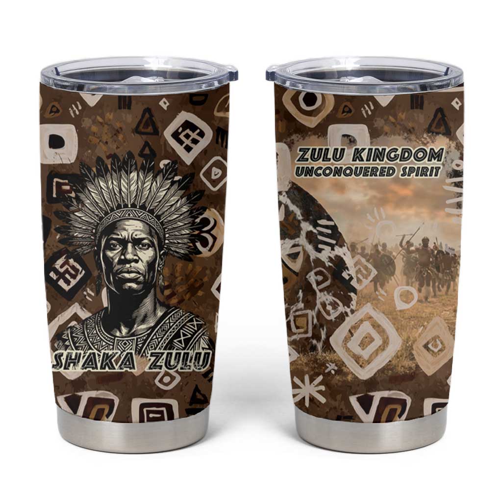 Shaka Zulu Tumbler Cup Monochrome Portrait Zulu Kingdom Heritage Unconquered Spirit Warrior Legacy Theme - Wonder Print Shop