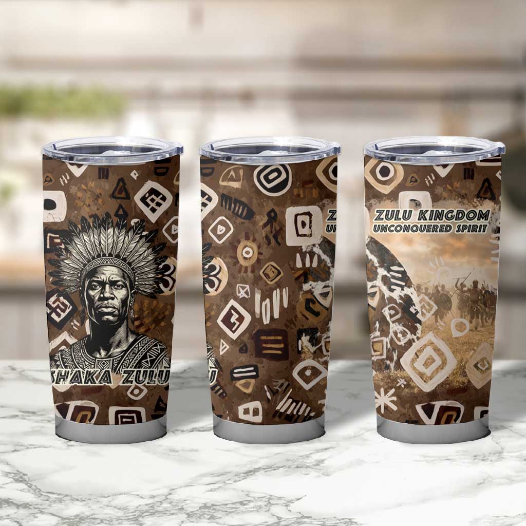 Shaka Zulu Tumbler Cup Monochrome Portrait Zulu Kingdom Heritage Unconquered Spirit Warrior Legacy Theme - Wonder Print Shop