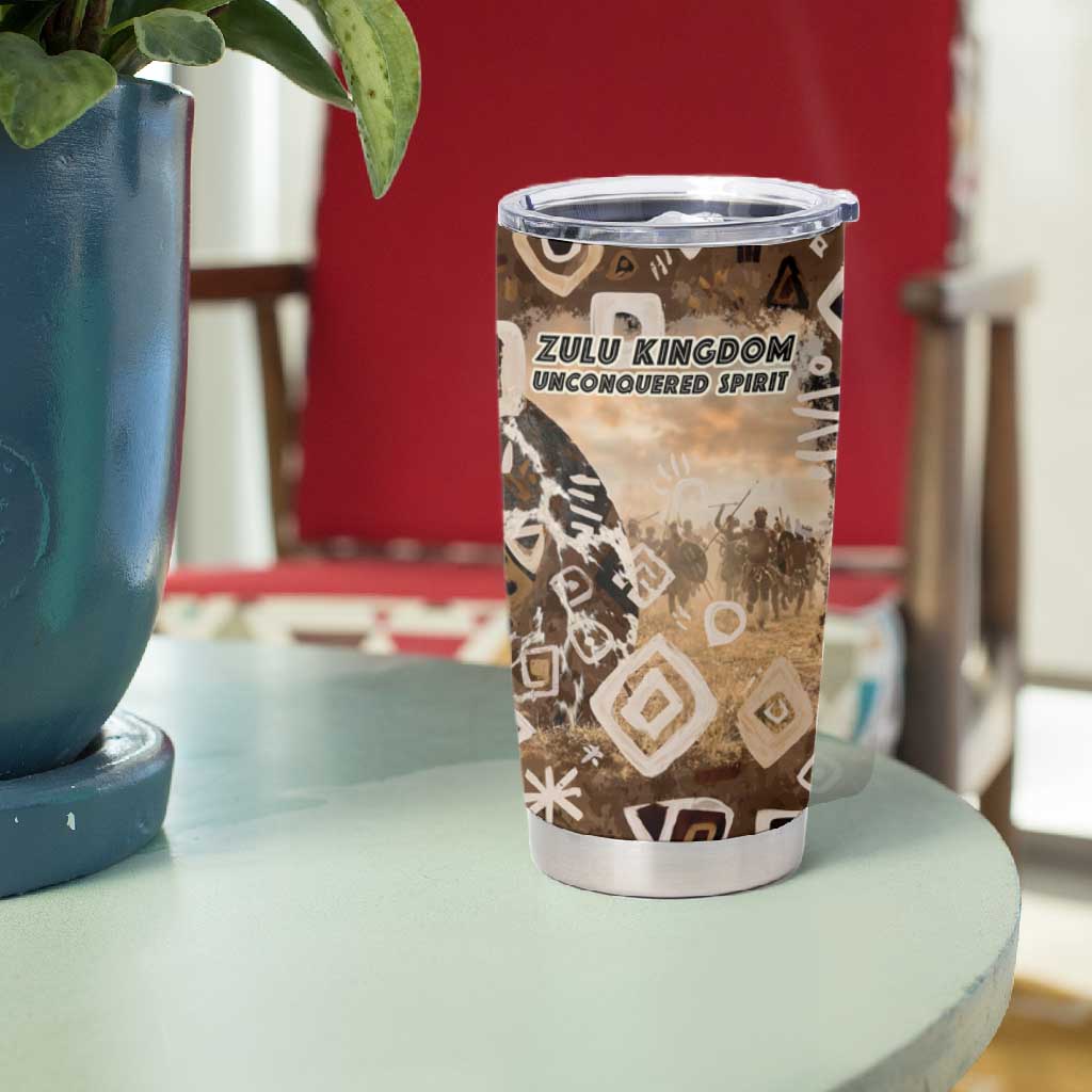 Shaka Zulu Tumbler Cup Monochrome Portrait Zulu Kingdom Heritage Unconquered Spirit Warrior Legacy Theme - Wonder Print Shop