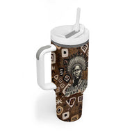 Shaka Zulu Tumbler With Handle Monochrome Portrait Zulu Kingdom Heritage Unconquered Spirit Warrior Legacy Theme - Wonder Print Shop