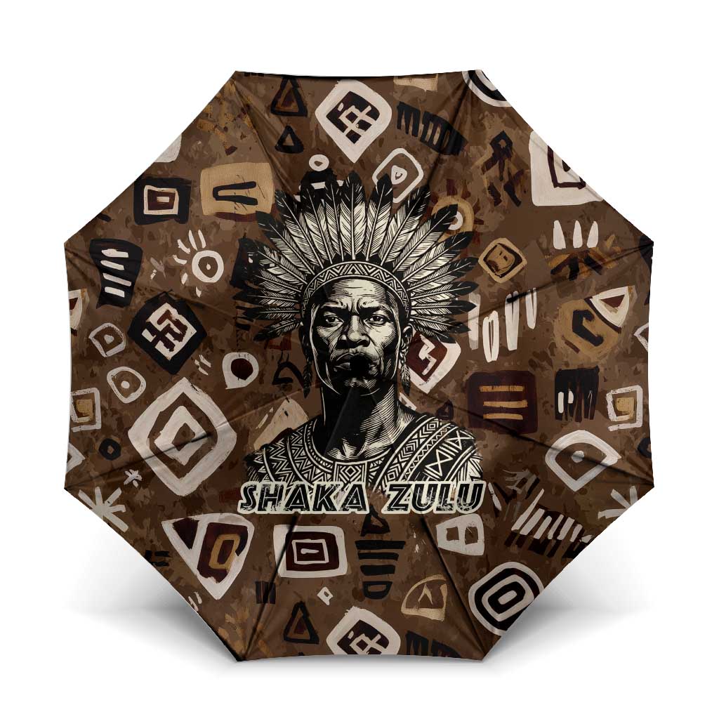 Shaka Zulu Umbrella Monochrome Portrait Zulu Kingdom Heritage Unconquered Spirit Warrior Legacy Theme - Wonder Print Shop