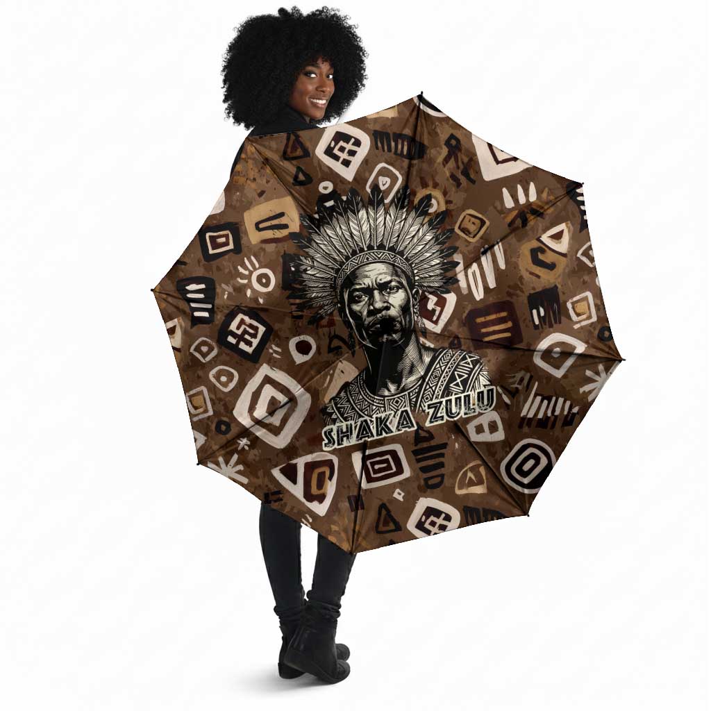 Shaka Zulu Umbrella Monochrome Portrait Zulu Kingdom Heritage Unconquered Spirit Warrior Legacy Theme - Wonder Print Shop