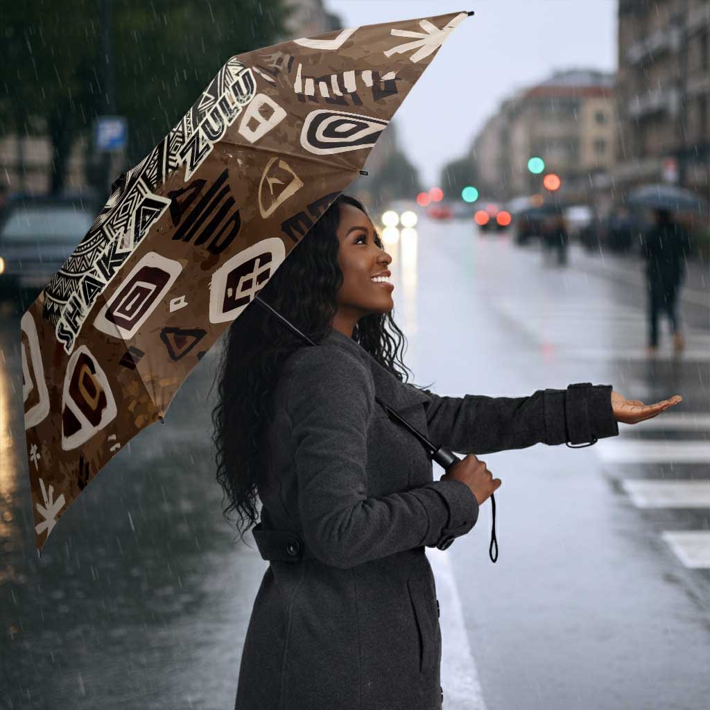 Shaka Zulu Umbrella Monochrome Portrait Zulu Kingdom Heritage Unconquered Spirit Warrior Legacy Theme - Wonder Print Shop