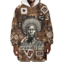 Shaka Zulu Wearable Blanket Hoodie Monochrome Portrait Zulu Kingdom Heritage Unconquered Spirit Warrior Legacy Theme - Wonder Print Shop