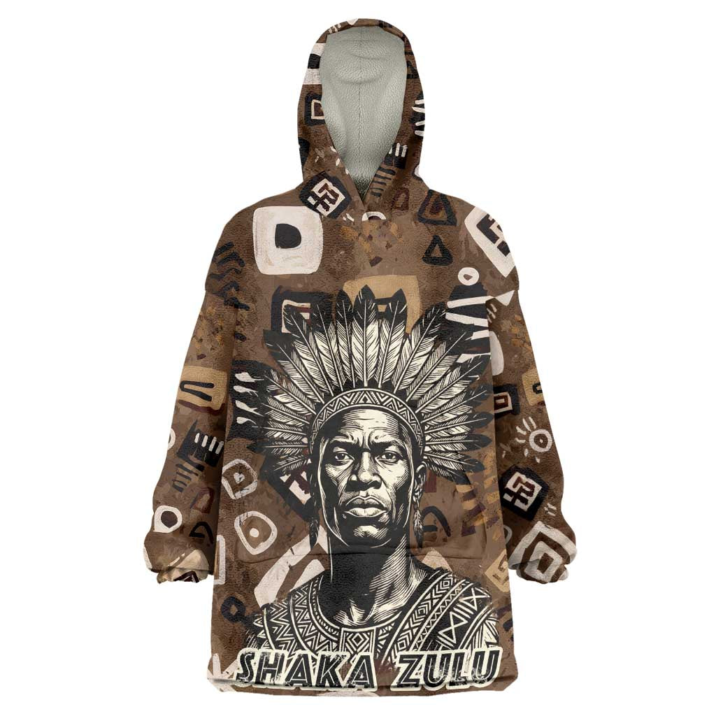Shaka Zulu Wearable Blanket Hoodie Monochrome Portrait Zulu Kingdom Heritage Unconquered Spirit Warrior Legacy Theme - Wonder Print Shop