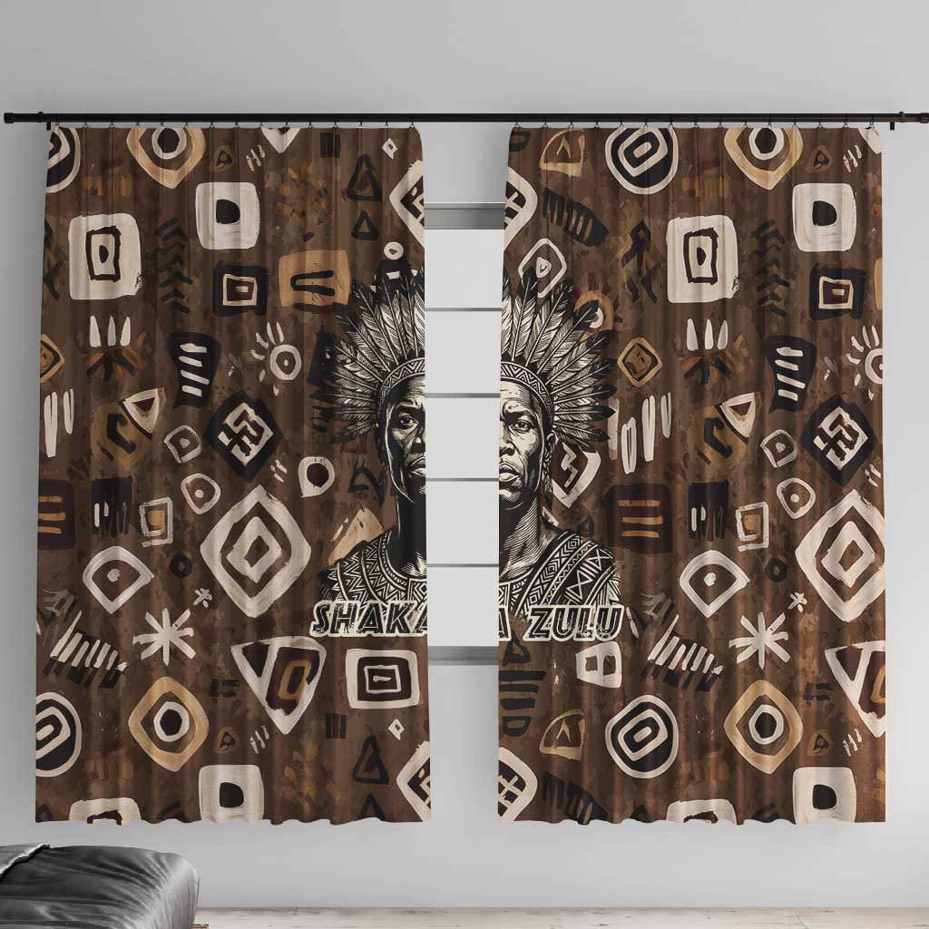 Shaka Zulu Window Curtain Monochrome Portrait Zulu Kingdom Heritage Unconquered Spirit Warrior Legacy Theme - Wonder Print Shop