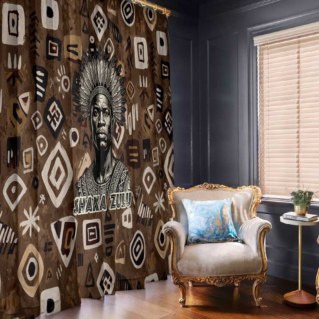 Shaka Zulu Window Curtain Monochrome Portrait Zulu Kingdom Heritage Unconquered Spirit Warrior Legacy Theme - Wonder Print Shop