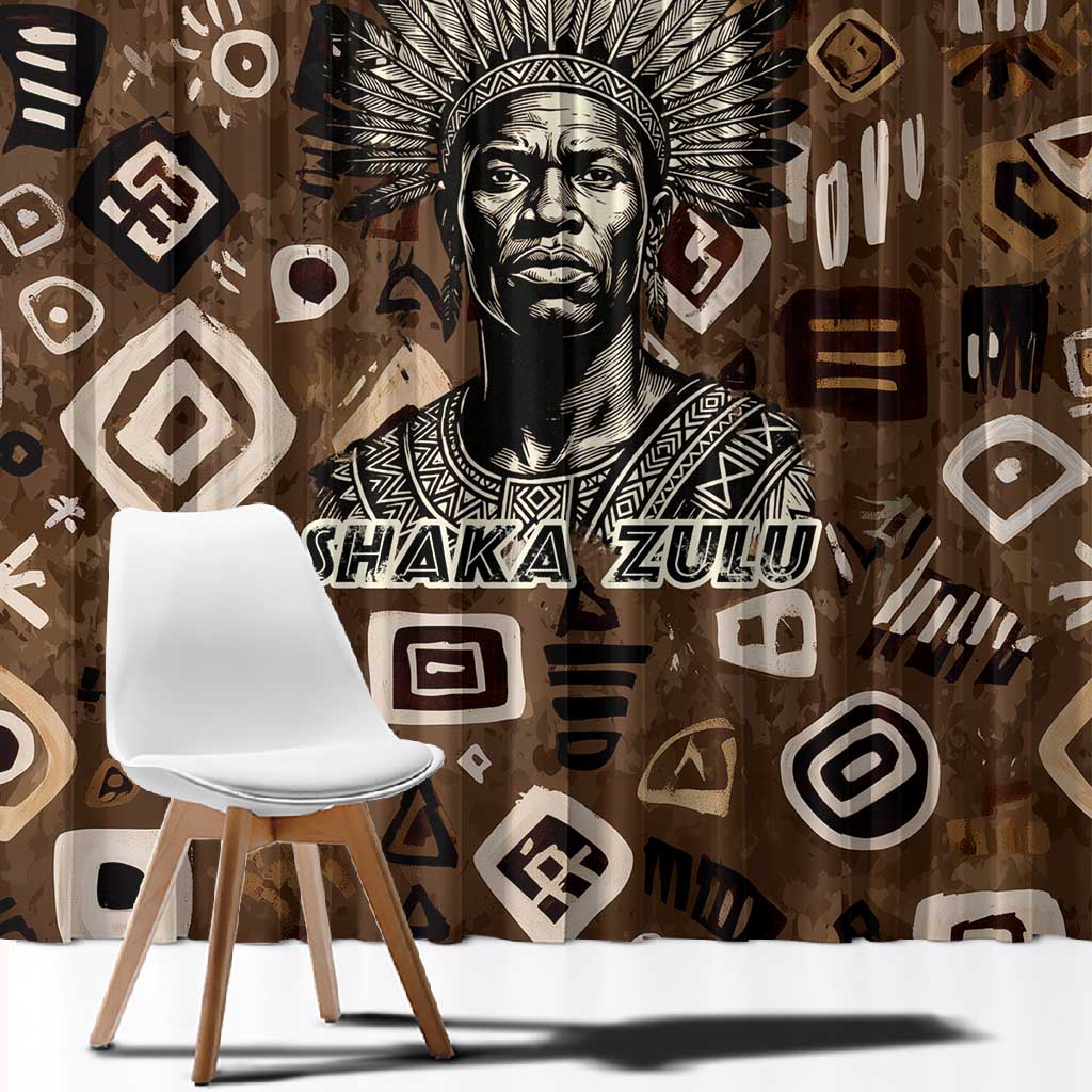 Shaka Zulu Window Curtain Monochrome Portrait Zulu Kingdom Heritage Unconquered Spirit Warrior Legacy Theme - Wonder Print Shop
