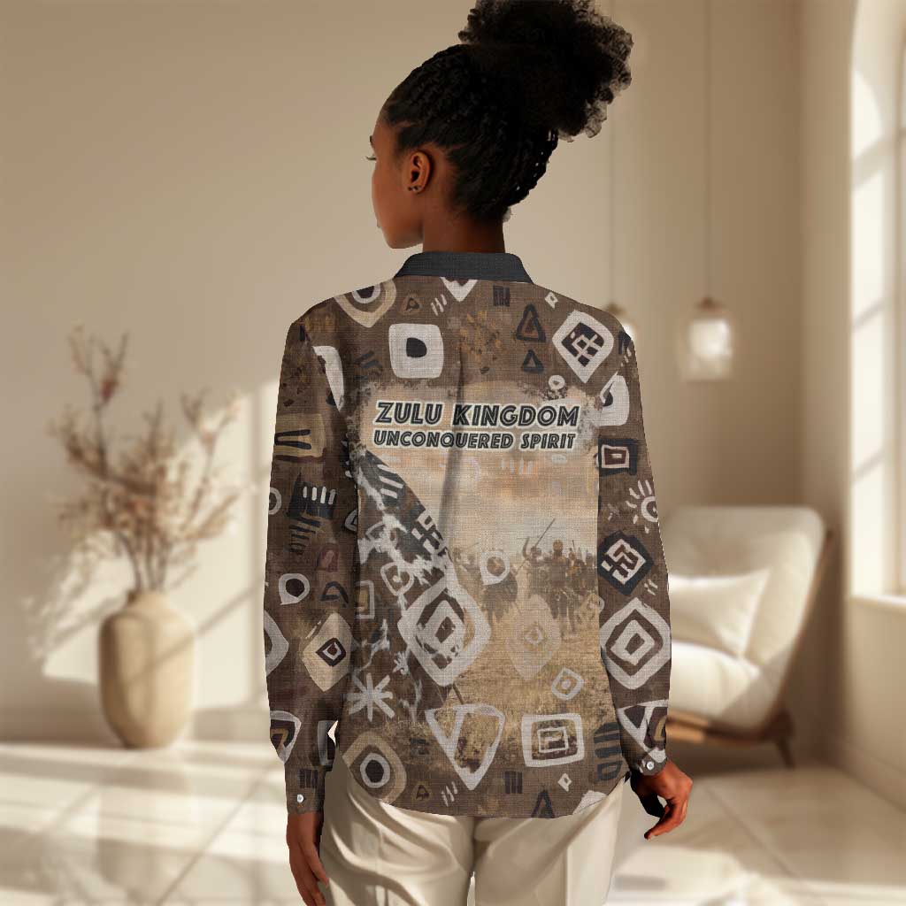 Shaka Zulu Women Casual Shirt Monochrome Portrait Zulu Kingdom Heritage Unconquered Spirit Warrior Legacy Theme - Wonder Print Shop