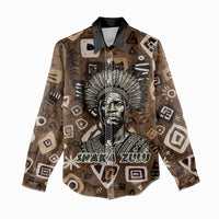 Shaka Zulu Women Casual Shirt Monochrome Portrait Zulu Kingdom Heritage Unconquered Spirit Warrior Legacy Theme - Wonder Print Shop