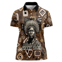 Shaka Zulu Women Polo Shirt Monochrome Portrait Zulu Kingdom Heritage Unconquered Spirit Warrior Legacy Theme - Wonder Print Shop