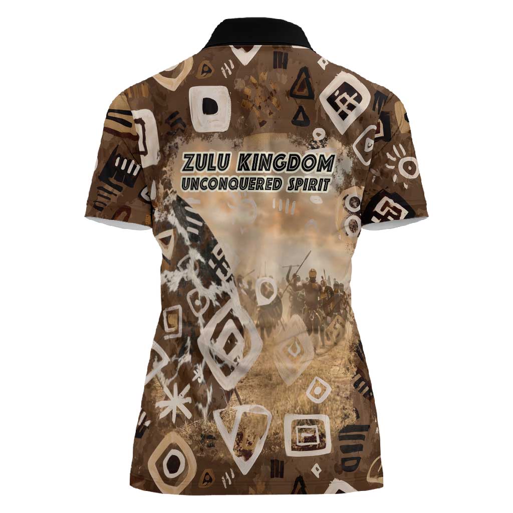 Shaka Zulu Women Polo Shirt Monochrome Portrait Zulu Kingdom Heritage Unconquered Spirit Warrior Legacy Theme - Wonder Print Shop