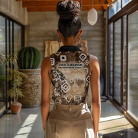Shaka Zulu Women Sleeveless Polo Shirt Monochrome Portrait Zulu Kingdom Heritage Unconquered Spirit Warrior Legacy Theme - Wonder Print Shop