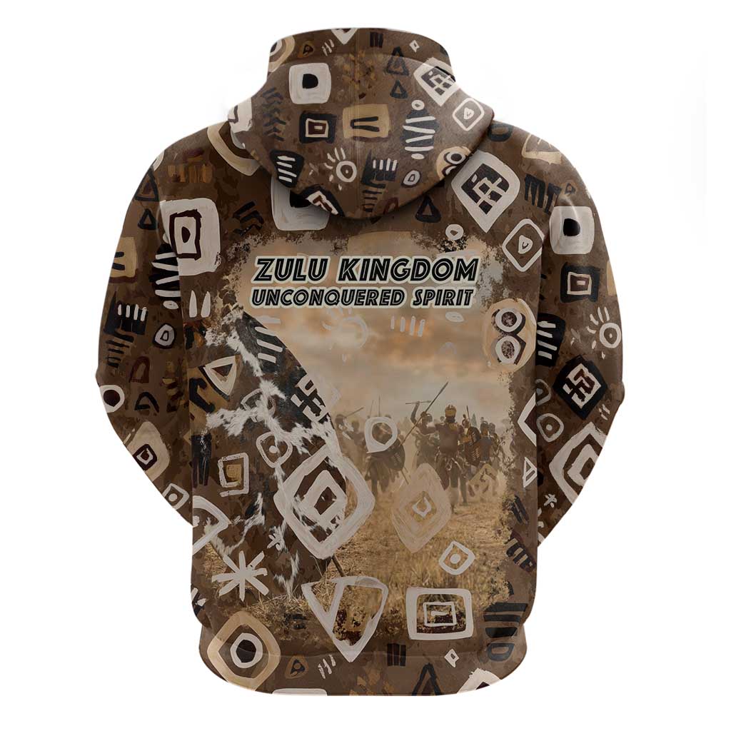 Shaka Zulu Zip Hoodie Monochrome Portrait Zulu Kingdom Heritage Unconquered Spirit Warrior Legacy Theme - Wonder Print Shop