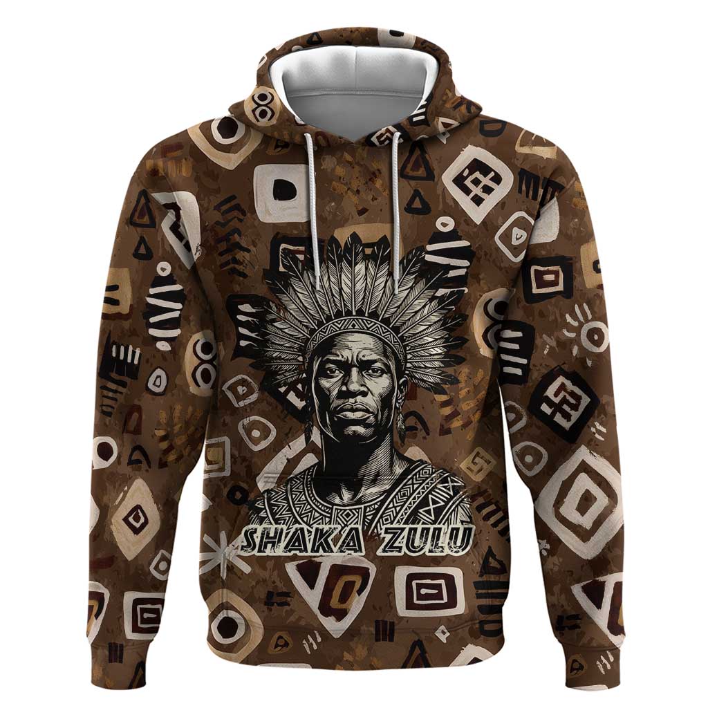 Shaka Zulu Zip Hoodie Monochrome Portrait Zulu Kingdom Heritage Unconquered Spirit Warrior Legacy Theme - Wonder Print Shop