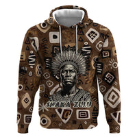 Shaka Zulu Zip Hoodie Monochrome Portrait Zulu Kingdom Heritage Unconquered Spirit Warrior Legacy Theme - Wonder Print Shop