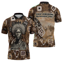 Shaka Zulu Zipper Polo Shirt Monochrome Portrait Zulu Kingdom Heritage Unconquered Spirit Warrior Legacy Theme - Wonder Print Shop