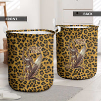 Shaka Zulu Laundry Basket Leopard Print Design Traditional Warrior Spear and Shield Illustration Tribal King - Wonder Print Shop