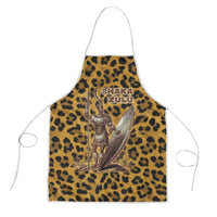 Shaka Zulu Apron Leopard Print Design Traditional Warrior Spear and Shield Illustration Tribal King - Wonder Print Shop