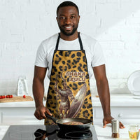 Shaka Zulu Apron Leopard Print Design Traditional Warrior Spear and Shield Illustration Tribal King - Wonder Print Shop
