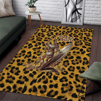 Shaka Zulu Area Rug Leopard Print Design Traditional Warrior Spear and Shield Illustration Tribal King - Wonder Print Shop