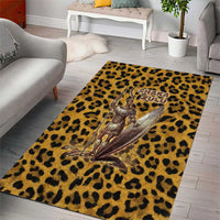 Shaka Zulu Area Rug Leopard Print Design Traditional Warrior Spear and Shield Illustration Tribal King - Wonder Print Shop
