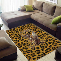 Shaka Zulu Area Rug Leopard Print Design Traditional Warrior Spear and Shield Illustration Tribal King - Wonder Print Shop