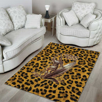 Shaka Zulu Area Rug Leopard Print Design Traditional Warrior Spear and Shield Illustration Tribal King - Wonder Print Shop
