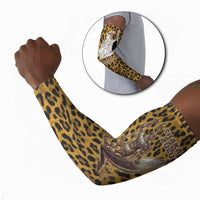 Shaka Zulu Arm Sleeves Leopard Print Design Traditional Warrior Spear and Shield Illustration Tribal King - Wonder Print Shop