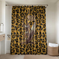 Shaka Zulu Bathroom Set Leopard Print Design Traditional Warrior Spear and Shield Illustration Tribal King - Wonder Print Shop