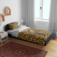 Shaka Zulu Bedding Set Leopard Print Design Traditional Warrior Spear and Shield Illustration Tribal King - Wonder Print Shop