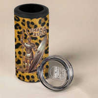 Shaka Zulu 4 in 1 Can Cooler Tumbler Leopard Print Design Traditional Warrior Spear and Shield Illustration Tribal King - Wonder Print Shop