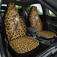 Shaka Zulu Car Seat Cover Leopard Print Design Traditional Warrior Spear and Shield Illustration Tribal King - Wonder Print Shop