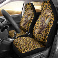 Shaka Zulu Car Seat Cover Leopard Print Design Traditional Warrior Spear and Shield Illustration Tribal King - Wonder Print Shop