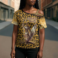 Shaka Zulu Cross Shoulder Shirt Leopard Print Design Traditional Warrior Spear and Shield Illustration Tribal King - Wonder Print Shop
