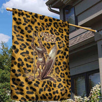 Shaka Zulu Garden Flag Leopard Print Design Traditional Warrior Spear and Shield Illustration Tribal King - Wonder Print Shop