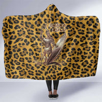 Shaka Zulu Hooded Blanket Leopard Print Design Traditional Warrior Spear and Shield Illustration Tribal King - Wonder Print Shop