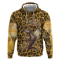 Shaka Zulu Hoodie Leopard Print Design Traditional Warrior Spear and Shield Illustration Tribal King - Wonder Print Shop