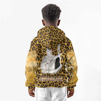 Shaka Zulu Kid Hoodie Leopard Print Design Traditional Warrior Spear and Shield Illustration Tribal King - Wonder Print Shop